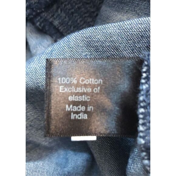 Lane Bryant Blouse Denim Top Smocked Waist Off Cold Shoulder jean shirt top - Picture 14 of 14